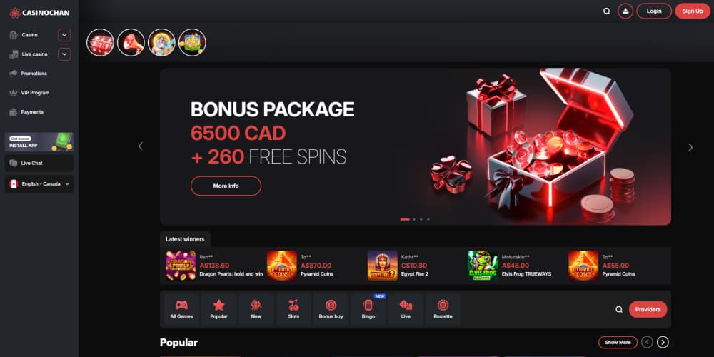 CasinoChan Interface