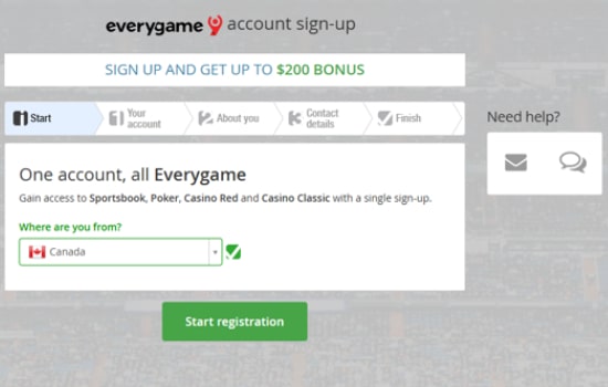 Sports Betting Canada Registration Step 2