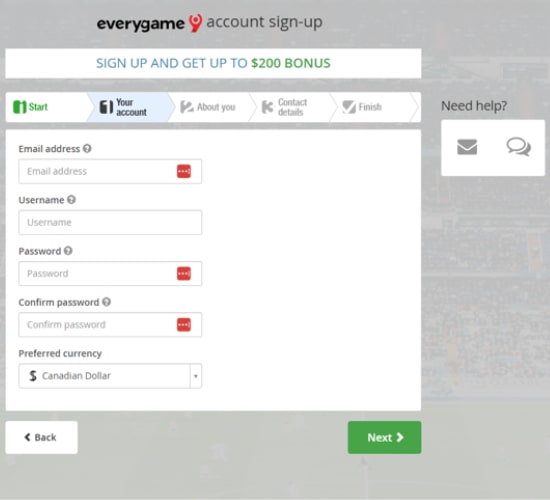 Sports Betting Canada Registration Step 3