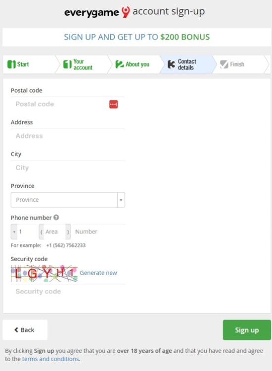 Sports Betting Canada Registration Step 5