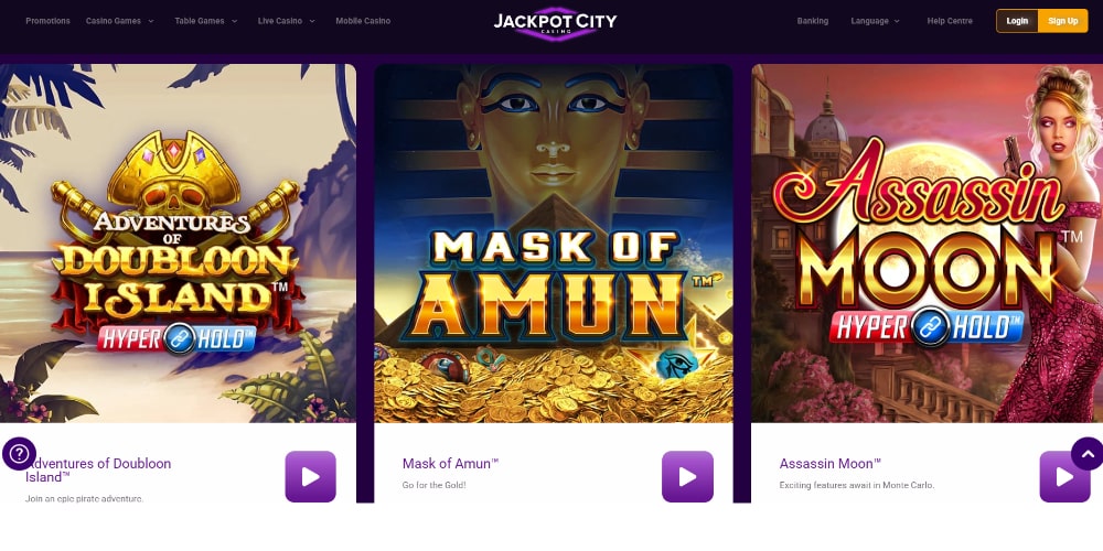 Jackpot City Interface
