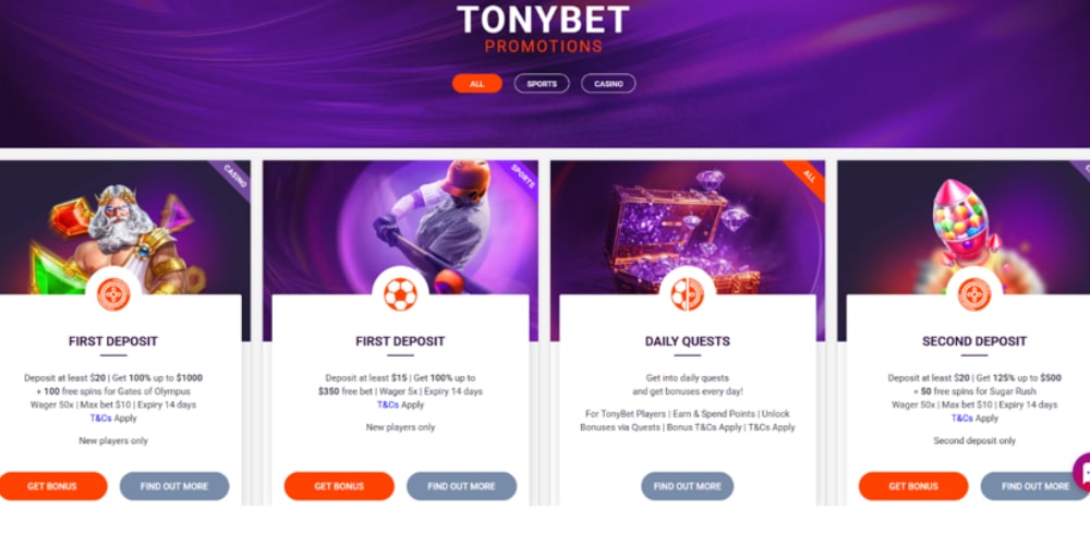 TonyBet Interface